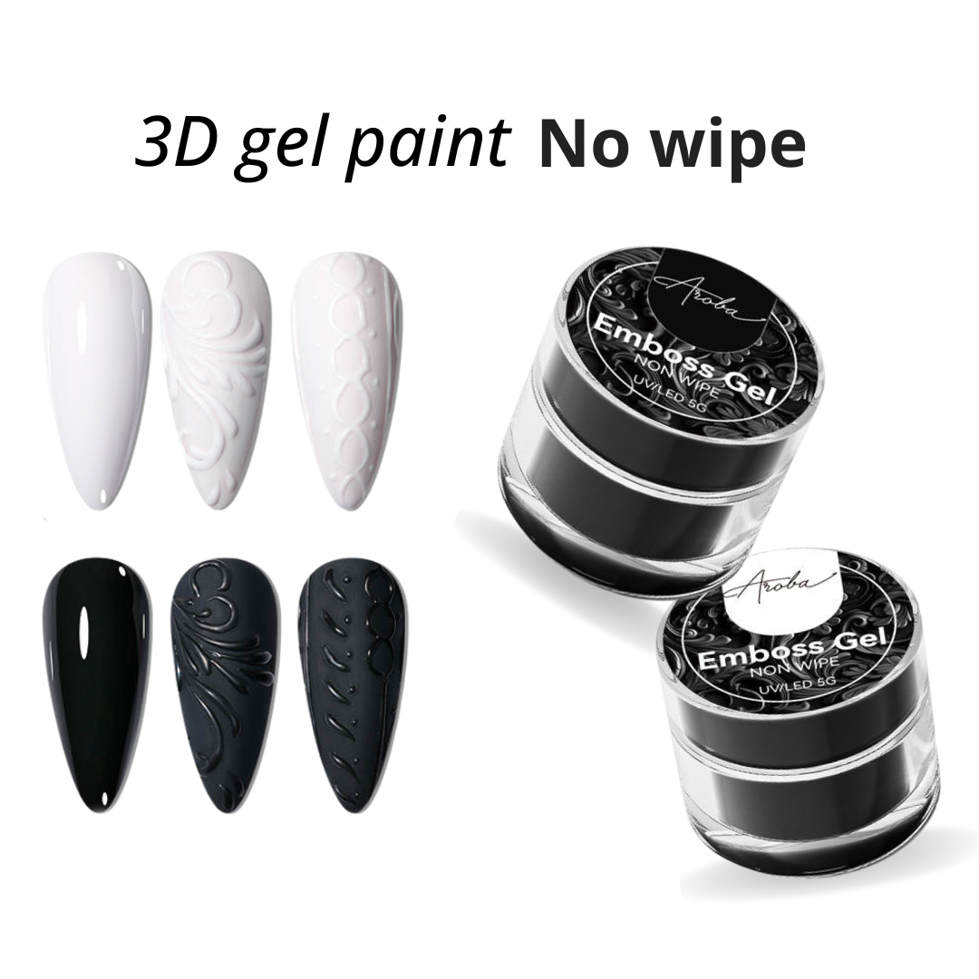 Emboss painting gel 3D (NO WIPE) - Duo Black and White (PRE-ORDER)